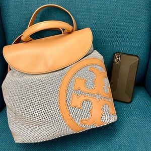 Tory Burch canvas and leather backpack